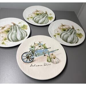 Set‎ of 4 Pier 1 Autumn Bliss Salad Plates 8"